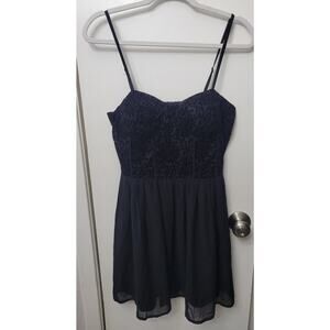 B.O.G Collective Black Floral Velvet Spaghetti Strap Mini Dress Size Large